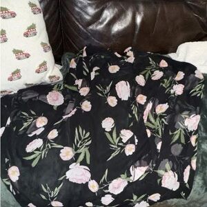 Floral Black and Pink Scarf